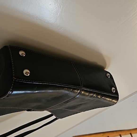 VTG FOSSIL Y2k Black Leather Shoulder Bag - Picture 7 of 10